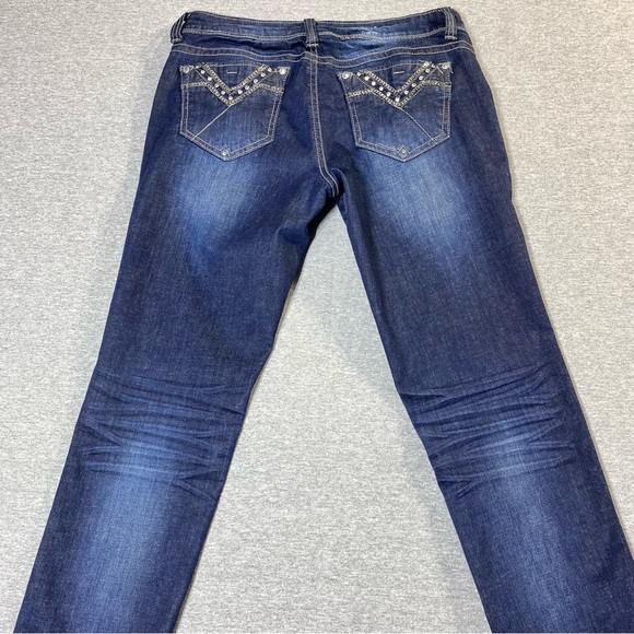 Grace In LA Skinny Jeans Women 9/28 Blue Embellished Skinny Textured Faded Denim - Picture 9 of 16